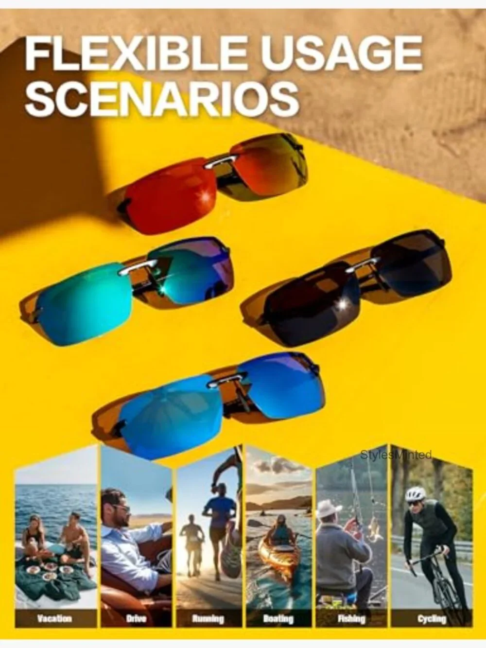 Mens Polarized Sunglasses Rimless UV Protection AL-MG Frame Driving Fishing